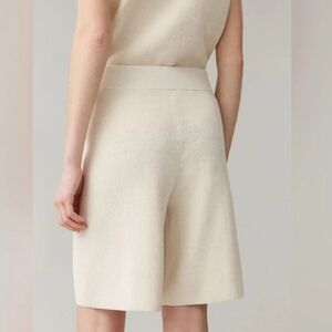 COS High Waist Ribbed-knit Bermuda Shorts In Ivory